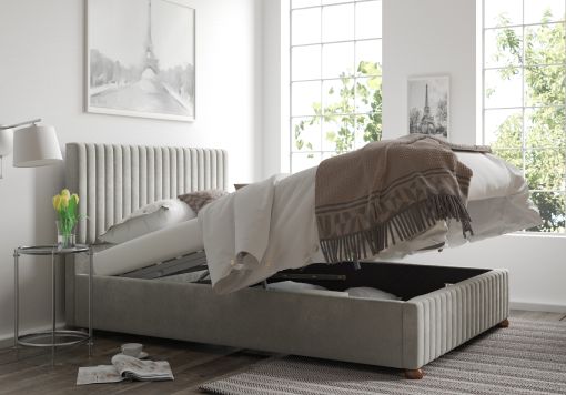 Naples Ottoman Silver Kimiyo Linen Bed Frame Only
