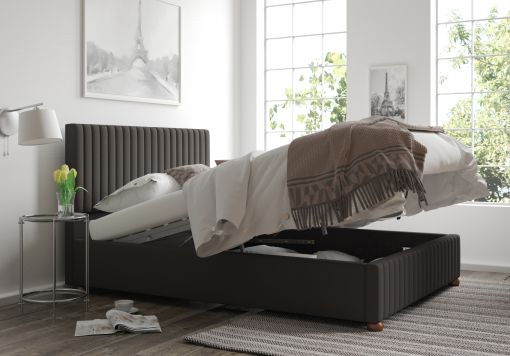 Naples Ottoman Charcoal Saxon Twill Bed Frame Only