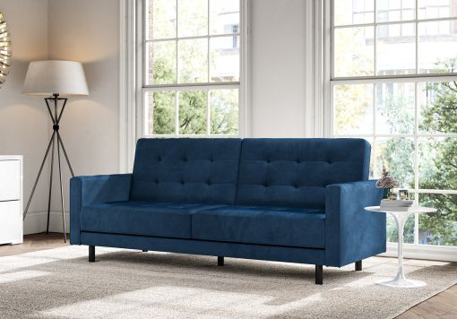 Florence Pocket Rest Blue Velvet Sofa Bed