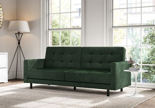 Florence Pocket Rest Green Velvet Sofa Bed