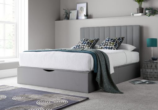 Onelife Seal Grey Upholstered TV Ottoman Bed Frame