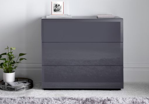 Linea 3 Drawer Grey Chest