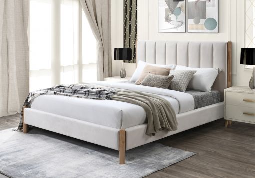 Harper Upholstered Beige Natural Bed Frame
