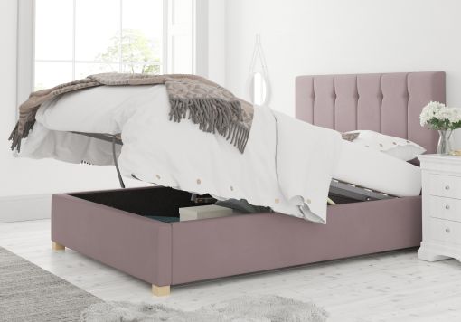 Hemsley Ottoman Plush Velvet Blush Bed Frame Only