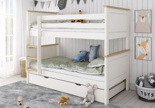 Heritage White Bunk Bed Frame With Drawer