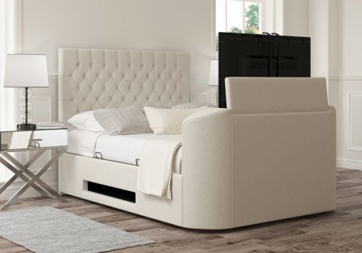 Claridge Upholstered Arran Natural Ottoman TV Bed - Bed Frame Only