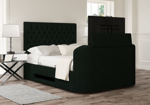 Claridge Upholstered Hugo Bottle Green Ottoman TV Bed - Bed Frame Only