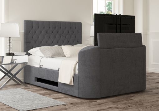 Claridge Upholstered Hugo Platinum Ottoman TV Bed - Bed Frame Only