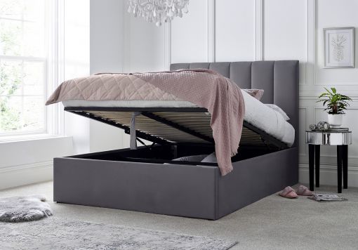 Linea Grey Upholstered Ottoman Bed Frame Only