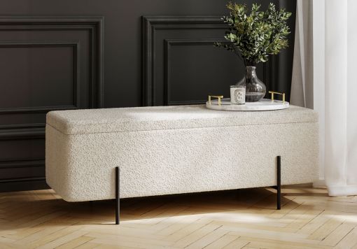 Sandwith Ivory Boucle Upholstered Ottoman Storage Box