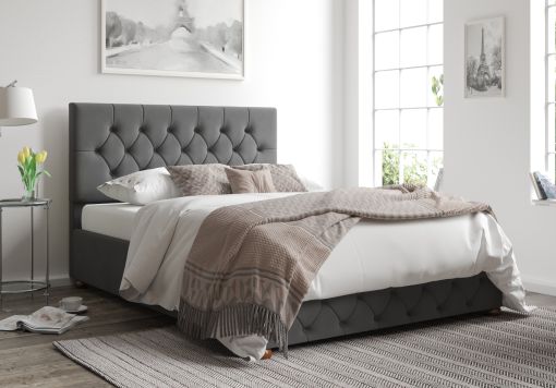 Rimini Ottoman Plush Velvet Steel Bed Frame Only