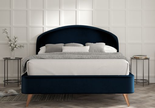Lunar Velvet Navy Upholstered Bed Frame Only