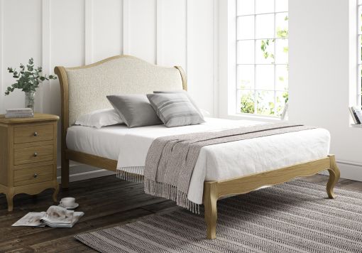 Lyon Boucle Ivory Upholstered Oak Bed Frame - LFE - Bed Frame Only