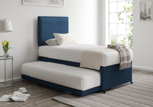 Cheltenham Malia Blue Velvet Upholstered Guest Bed With Mattresses