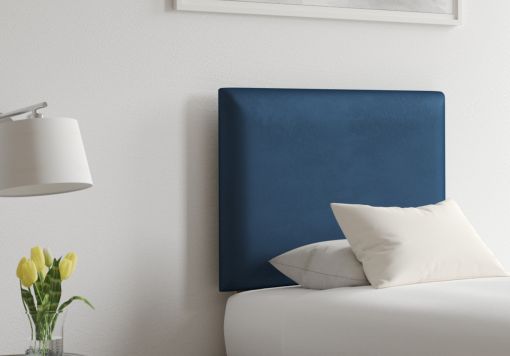 Deluxe Square Malia Blue Velvet Upholstered Headboard