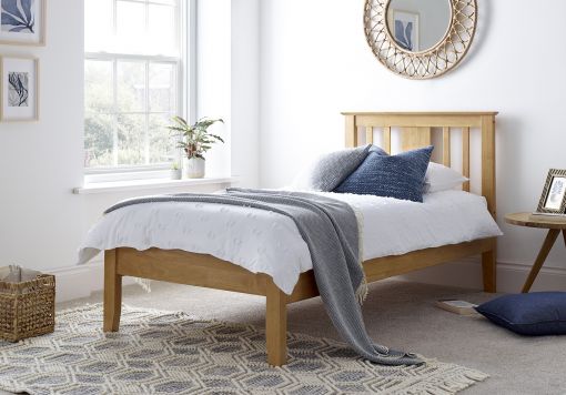 Malmo Oak Finish Solo Wooden Bed Frame