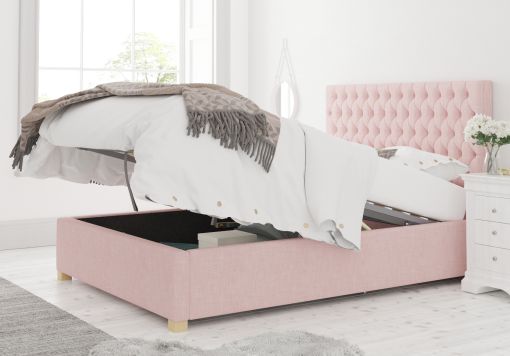 Malton Ottoman Pastel Cotton Tea Rose Bed Frame Only