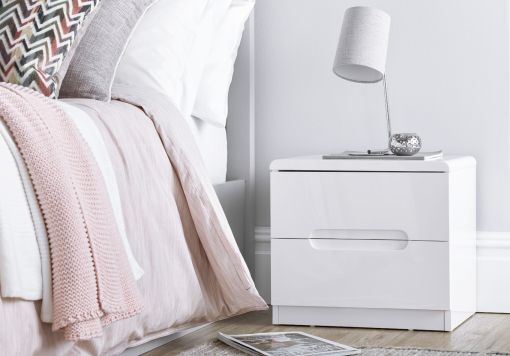 Julian Bowen Manhattan White 2 Drawer Bedside Table