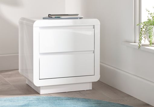 Marlow White High Gloss - 2 Drawer Bedside