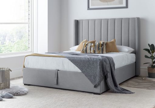 Maya Winged Ottoman Light Grey - Bed Frame Only