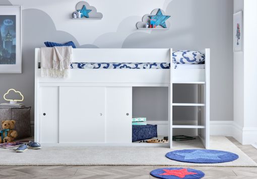 Maxi Mid Sleeper White Wooden Bed Frame