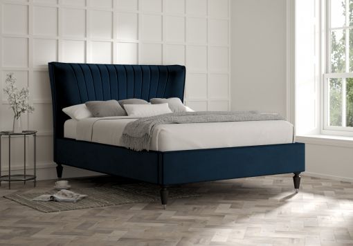 Melbury Velvet Navy Upholstered Bed Frame Only
