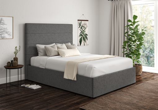 Milano Arran Pebble Upholstered Ottoman Bed Frame Only