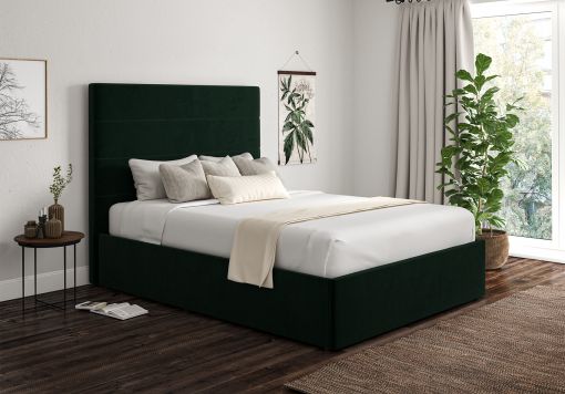 Milano Hugo Bottle Green Upholstered Ottoman Bed Frame Only