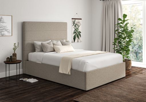 Milano Trebla Flax Upholstered Ottoman Bed Frame Only