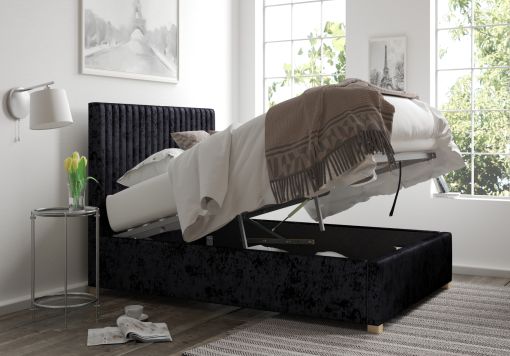 Levisham Ottoman Ebony Mirazzi Velvet Bed Frame Only