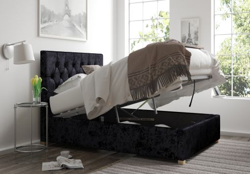 York Ottoman Ebony Mirazzi Velvet Bed Frame Only