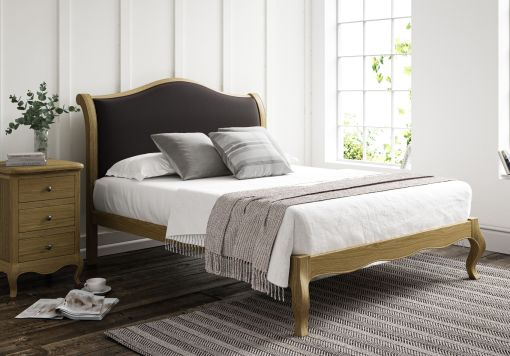 Lyon Opulence Coal Upholstered Oak Bed Frame - LFE - Bed Frame Only