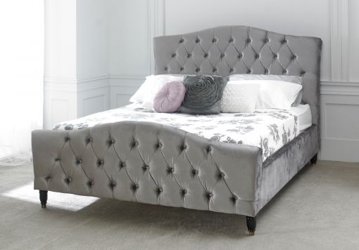 Annabel Upholstered Bed Silver - King Size Bed Frame Only