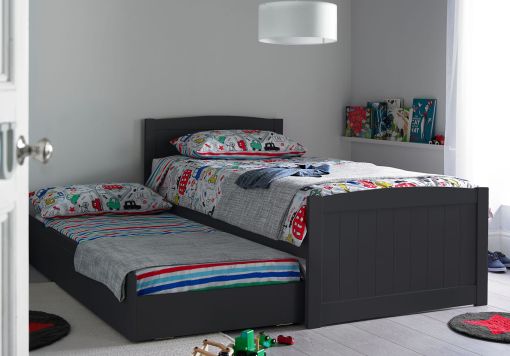 Portland Anthracite Grey Wooden Bed Frame With Liv & Lou Guest Underbed