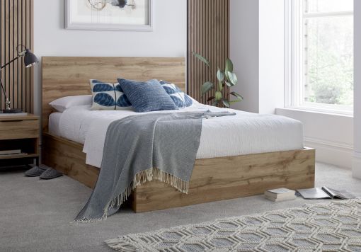 Chicago Industrial Oak Wooden Ottoman Storage Bed