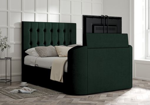 Dorchester Upholstered Hugo Bottle Green Ottoman TV Bed - Bed Frame Only