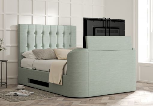 Dorchester Upholstered Linea Seablue Ottoman TV Bed - Bed Frame Only