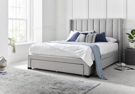 Savannah Grey Mist Upholstered Drawer Bed Frame Only