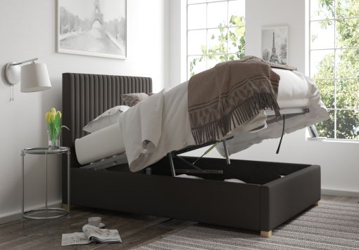 Levisham Ottoman Charcoal Saxon Twill Bed Frame Only