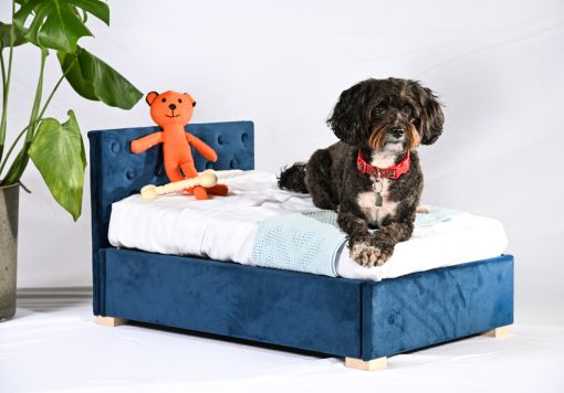 Store & Snore Plush Velvet Navy Doggy Ottoman