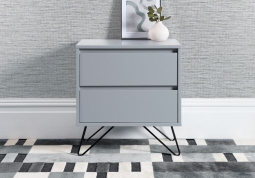 Sofia 2 Drawer Harbour Mist Bedside With White Feet