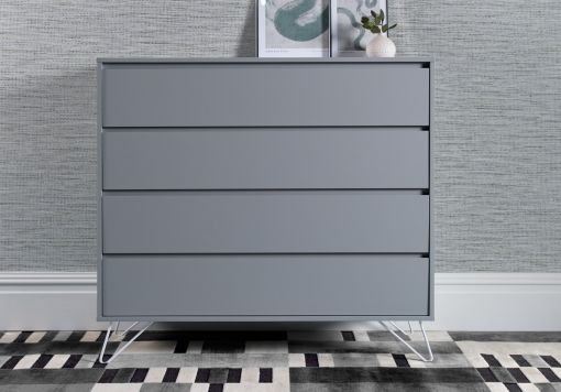 Sofia 4 Drawer Harbour Mist Chest With White Feet