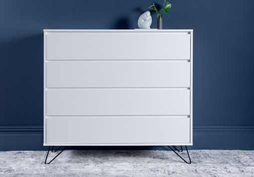 Sofia 4 Drawer White Chest With Black Feet