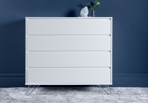 Sofia 4 Drawer White Chest With Black Feet