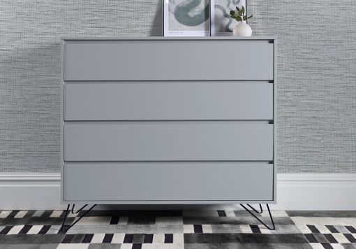 Sofia 4 Drawer Harbour Mist Chest With Brass Steel Feet