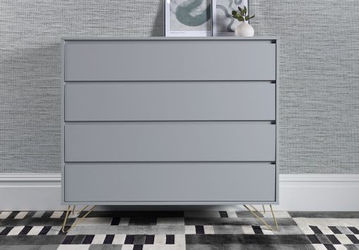 Sofia 4 Drawer Harbour Mist Chest With Brass Steel Feet
