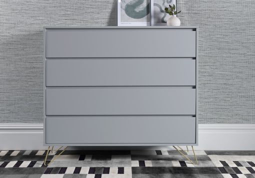 Sofia 4 Drawer Harbour Mist Chest With White Feet