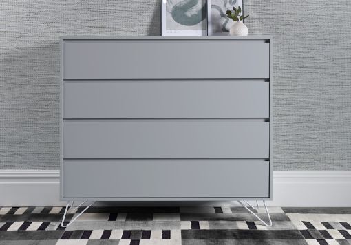 Sofia 4 Drawer Harbour Mist Chest With Stainless Steel Feet