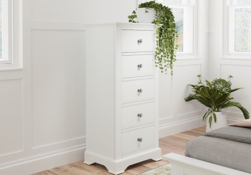 Tilly White 5Drw Narrow Chest