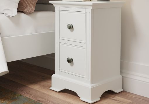 Tilly White 2Drw Bedside Cabinet